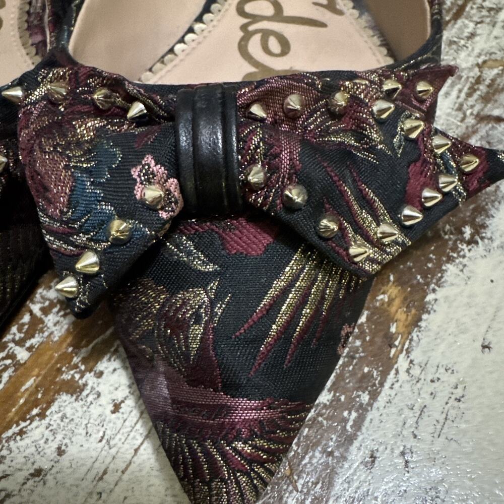 SAM EDELMAN RAISA FLORAL STUDDED FLATS WOMENS Size 8 - Picture 6 of 15